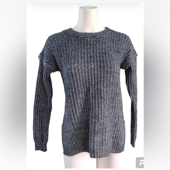 New ASOS Cut Out Back Detail Cable Knit Sweater Heathered Blue Size 0 - Picture 2 of 10